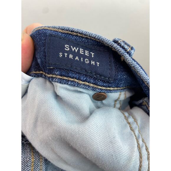 Lucky Brand Sweet Straight raw hem Dark Wash Jeans Size 14 /32 R x 24 (1133) - Picture 7 of 9